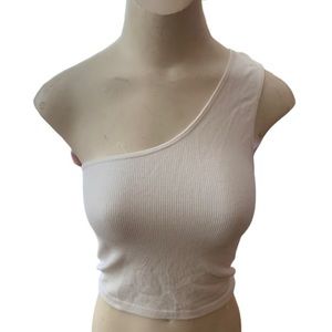 One Shoulder White Crop Top